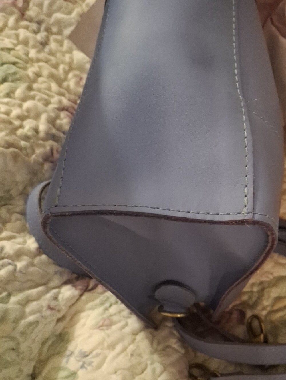 Light Blue Leather Tote with Removable Strap - Picture 15 of 16